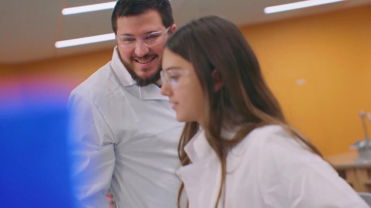 Student and Teacher in a lab