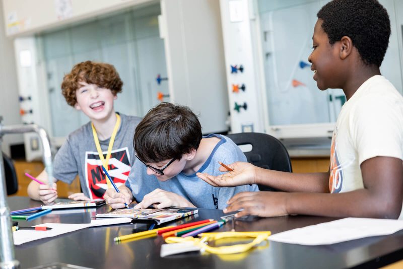 3 kids learning